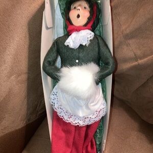 Byers’ Choice 1991 Caroler Doll with Red and Green Outfit in original box!